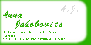 anna jakobovits business card